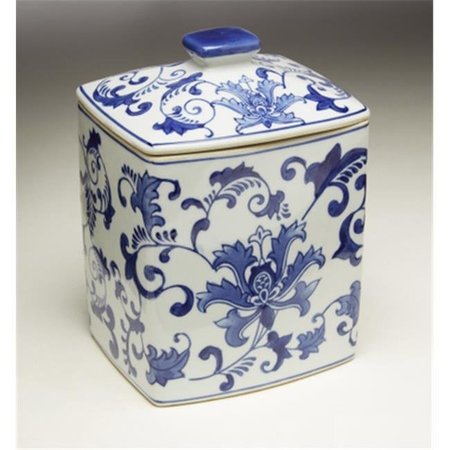 AA IMPORTING AA Importing 59780 Blue & White Square Jar with Lid 59780